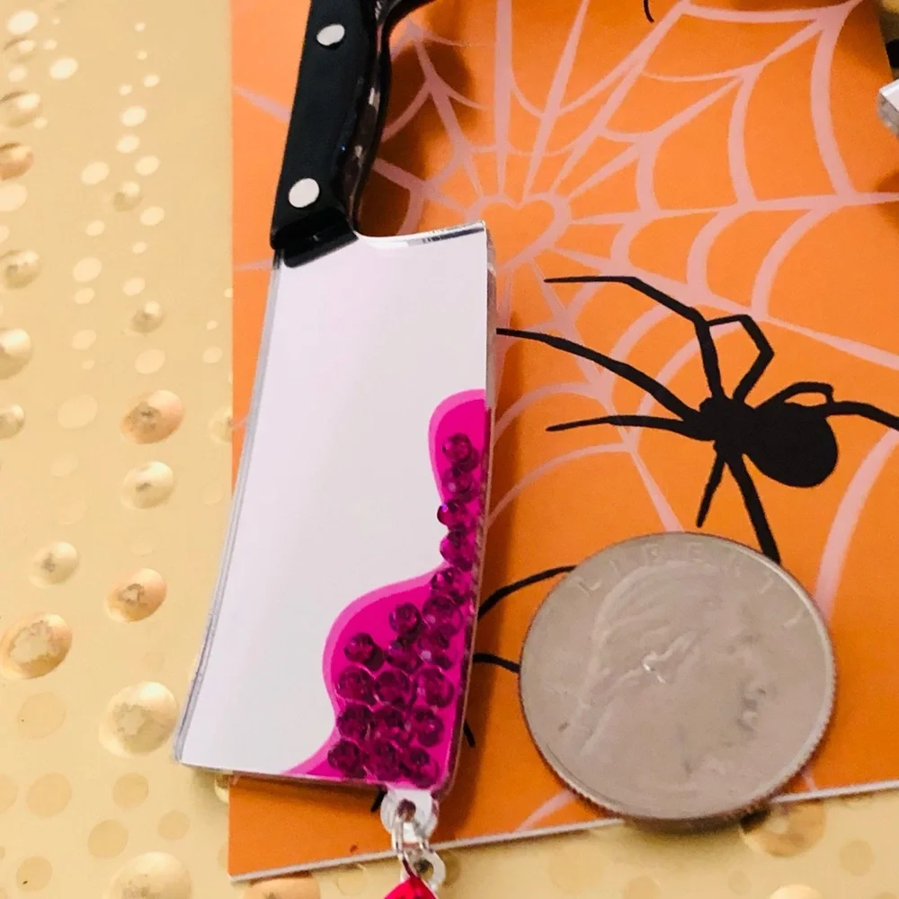 Authentic Betsey Johnson Earrings - Halloween Cleaver, Dangle Rhinestone NWT
